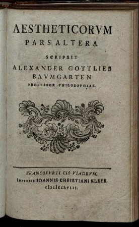 Pars 2: Aestheticorum Pars .... Pars Altera