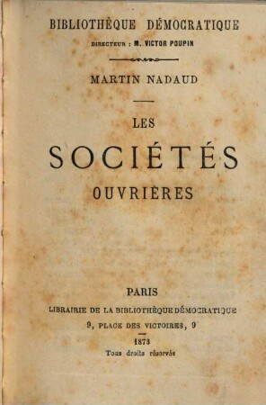 Les sociétés ouvrières