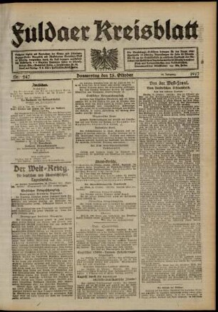 Ausgabe vom Donnerstag, den 25. Oktober 1917.