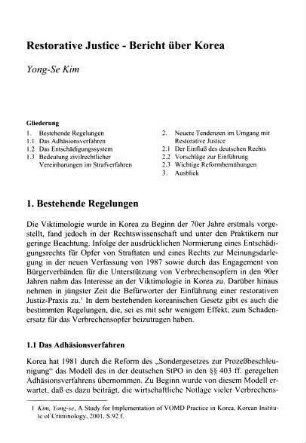 465-470, Restorative Justice - Bericht über Korea