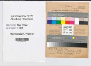 Entnazifizierung Werner Helmenstein , geb. 30.04.1906 (Arbeiter)