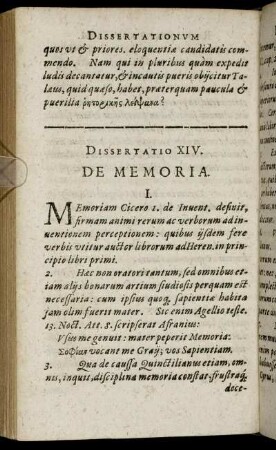 Dissertatio XIV. De Memoria.