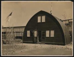 Wettbewerb »Das wachsende Haus« für die Ausstellung »Sonne, Luft und Haus für Alle« 1932 auf dem Messegelände, Berlin-Charlottenburg: Vorderansicht