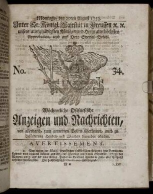 No. 34. Montags, den 20ten August, 1753.