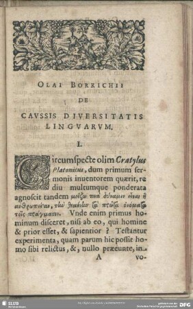 Olai Borrichii De Caussis Diversitatis Linguarum