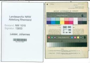 Entnazifizierung Johannes Leister , geb. 16.03.1895 (Polizeiinspektor)
