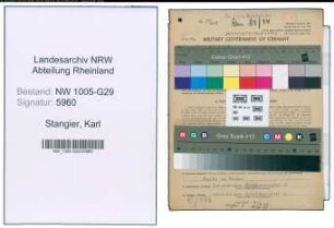 Entnazifizierung Karl Stangier , geb. 21.12.1920 (Bahnarbeiter)