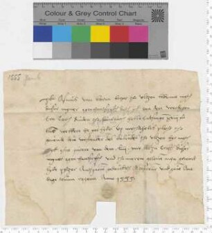 Asmus van Barm zu Uelzen quittiert Conradus Rude den Empfang von 18 Mark lübisch für den Vorsteher des Kalandes zu Uelzen.