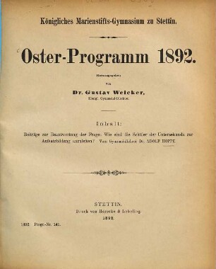 Oster-Programm. 1891/92