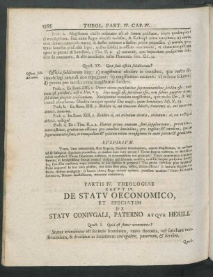 Caput IV. De Statu Oeconomico, Et Speciatim De Statu Coniugali, Paterno Atque Herili