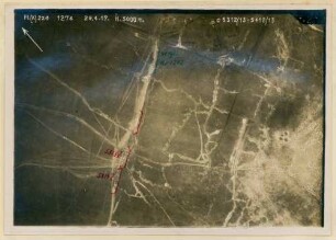 Foto feindlichen Batterie-Stellungen bei Grenay (Luftbild)