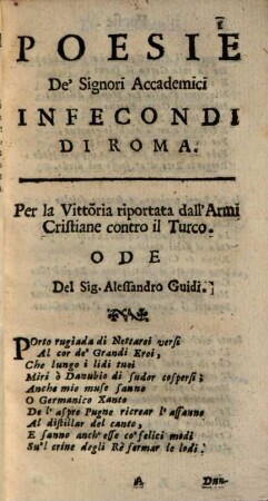 Poesie de S. Accademici Infecondi di Roma