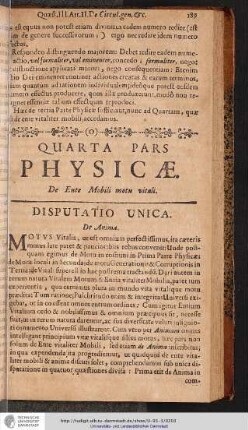 DISPUTATIO UNICA. De Anima.