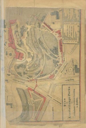 Plan des Ausstellungs-Parks der Internationalen Gartenbau-Ausstellung in Hamburg.