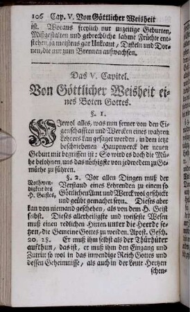 Das V. Capitel. Von Göttlicher Weisheit eines Boten Gottes