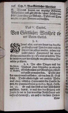Das V. Capitel. Von Göttlicher Weisheit eines Boten Gottes