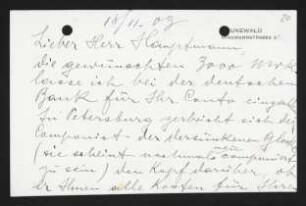Brief von Samuel Fischer an Gerhart Hauptmann