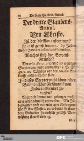 Der dritte Glaubens-Articul. Von Christo.
