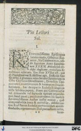 Pio Lectori Sal.