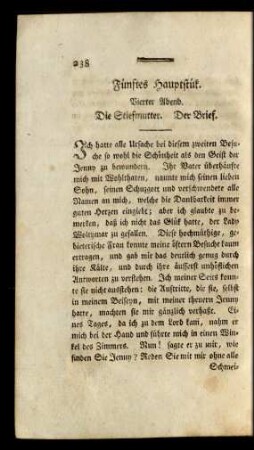 Fünftes Hauptstük. Vierter Abend. Die Stiefmutter. Der Brief
