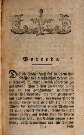 Anfangsgründe der Mathematik, 1,2. Fortsetzung der Rechenkunst in Anwendungen auf mancherley Geschäffte