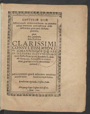 Centuriae Duae Assertionum controversarum ex communibus omnium contractuum difficultatibus praecipue desumptarum