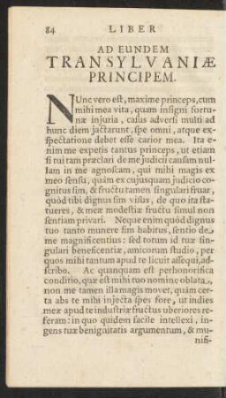 Ad Eundem Transylvaniae Principem.