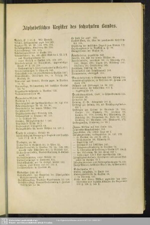Alphabetisches Register des sechzehnten Bandes