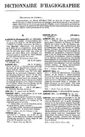 DICTIONNAIRE D’HAGIOGRAPHIE