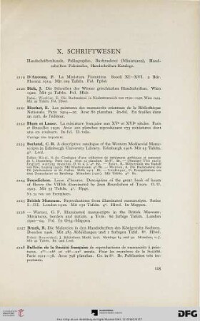 X. Schriftwesen (Nr. 2119-2180)