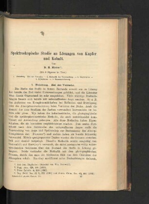 Spektroskopische Studie an Lösungen von Kupfer und Kobalt
