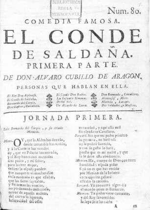 El Conde De Saldaña : Comedia Famosa, 1