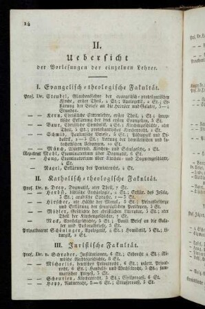 14-16, II. Uebersicht der Vorlesungen der einzelnen Lehrer