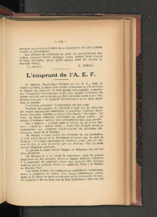 L'emprunt de l'A.E.F.