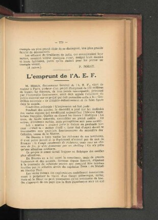 L'emprunt de l'A.E.F.