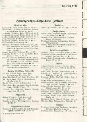 Berufsgruppen-Verzeichnis Jastrow