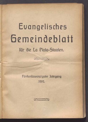 25.1919: Evangelisches Gemeindeblatt für die La Plata-Staaten