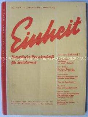 Theoretische Monatszeitschrift des Parteivorstandes der SED "Einheit" u.a. zur Frage der Demokratie