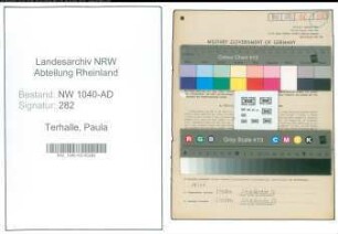 Entnazifizierung Paula Terhalle , geb. 12.02.1902 (Amtsgehilfin)