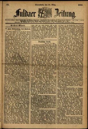 Ausgabe vom Samstag, den 20. März 1886.