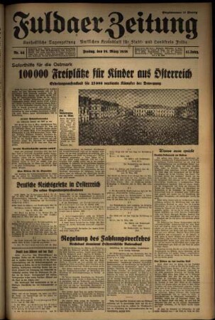 Ausgabe vom Freitag, den 18. März 1938.