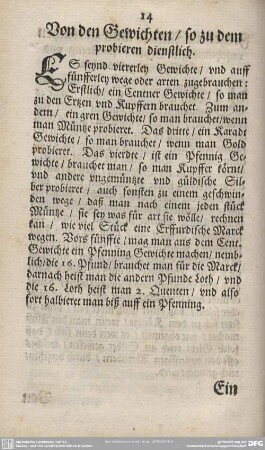 Von den Gewichten/so zu dem probieren dienstlich.