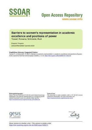 Barriers to women's representation in academic excellence and positions of power