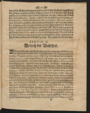 Sectio II. Beweiß der Wahrheit