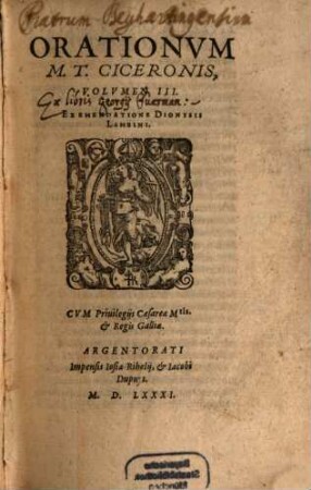 Orationvm M. T. Ciceronis Volvmen ..., 3