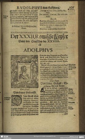 Der XXXII. Romische Keyser Unter den Deutschen der XXVIII. ist Adolphus