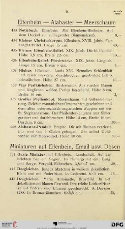 Elfenbein – Alabaster – Meerschaum (Nr. 433-440)