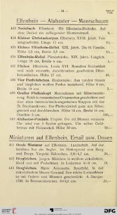 Elfenbein – Alabaster – Meerschaum (Nr. 433-440)