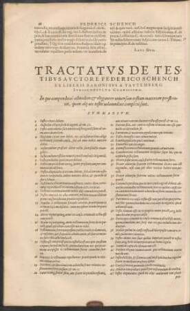 Tractatus De Testibus Auctore Federico Schench ...