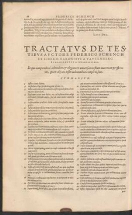 Tractatus De Testibus Auctore Federico Schench ...